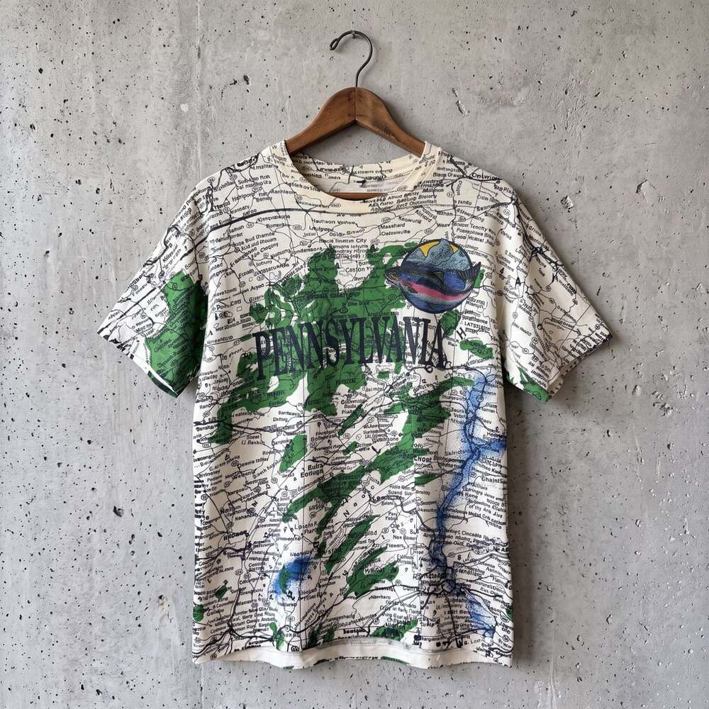 Vintage 1990s Pennsylvania Map All Over Print T-Shirt